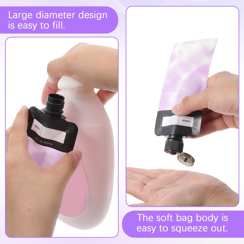 Dimeho 6 Pcs Travel Pouches for Toiletries, 3 oz Travel Size Containers Leak Proof Empty Squeeze Pouches TSA Approved Refillable Travel Bottles for Liquids Shampoo Conditioner Pouch Travel Accessories - Image 4